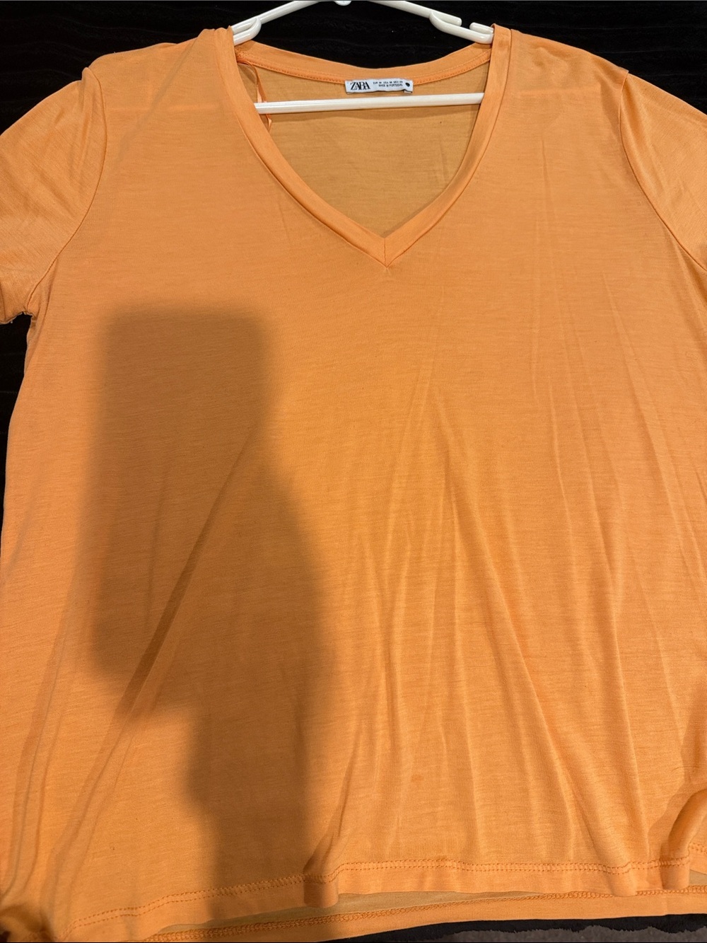 Zara Orange V-Neck Short Sleeve Tee